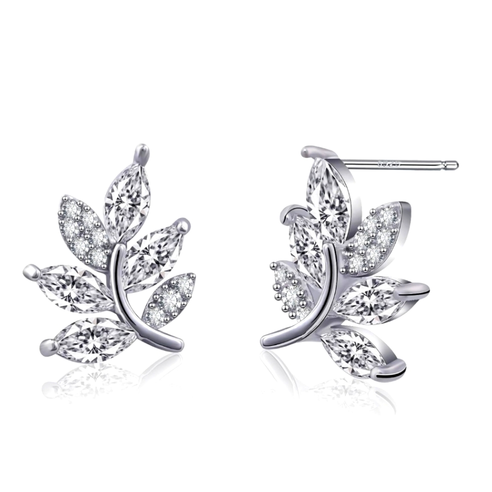 925 Sterling Silver Leaf Earring Studs